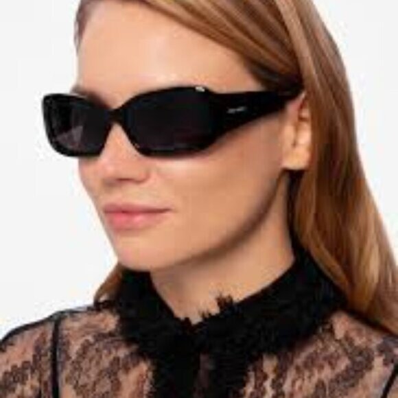 Saint Laurent SL418 002 Sunglasses Havana Rectangle Frame, Green Lenses main image 9